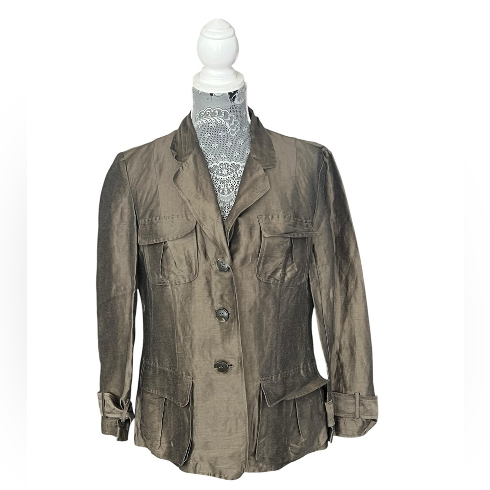 Lafayette 148 New York Copper Silk Blend Pocket Blazer Utility Jacket Size 6